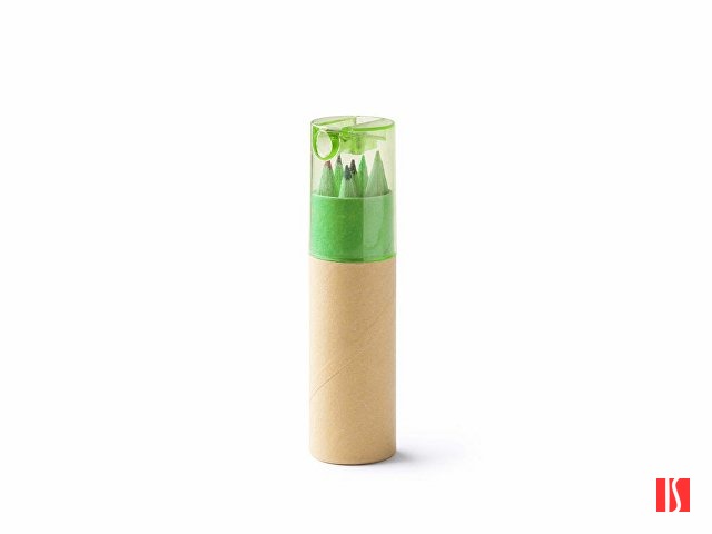 Набор из 6 деревянных карандашей MABEL в футляре из переработанного картона, натуральный/папоротник