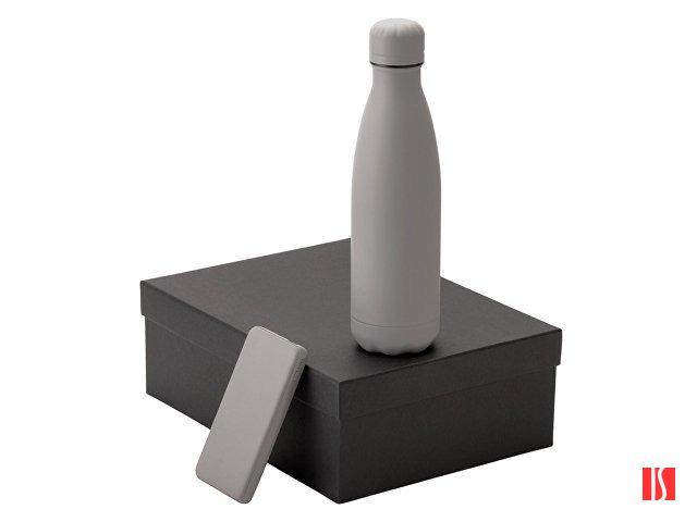 Подарочный набор с термобутылкой и повербанком С2, серый