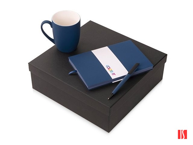 Подарочный набор c блокнотом C1, ручкой и кружкой, темно-синий