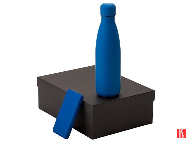 Подарочный набор с термобутылкой и повербанком С2, синий