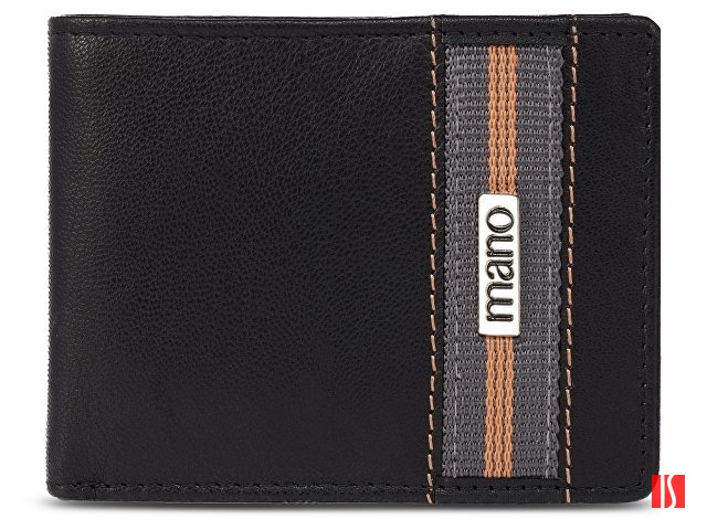 Бумажник Mano "Don Leonardo", с RFID защитой, натуральная кожа в черном цвете, 10,5 х 2 х 8,5 см