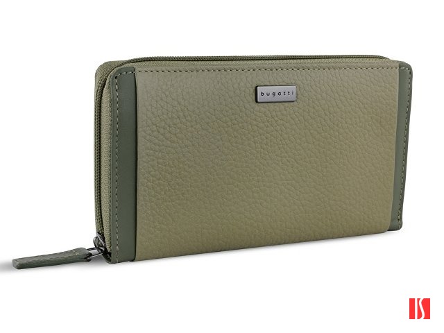 Кошелёк женский BUGATTI Sina, зеленый, воловья кожа/полиэстер, 19х3х11 см