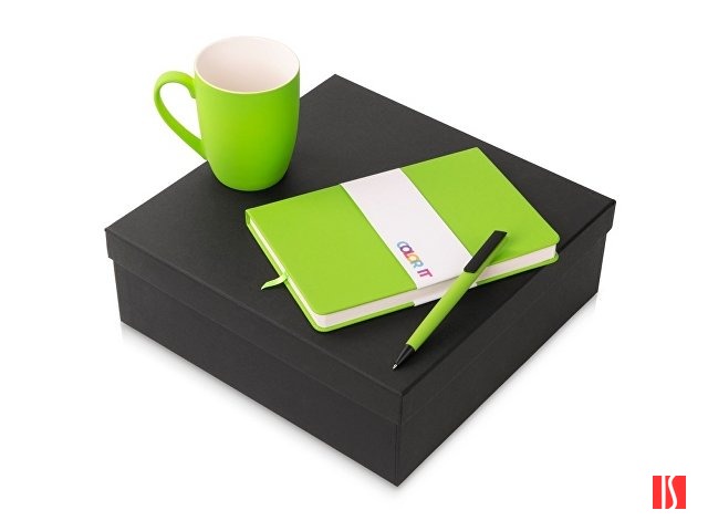 Подарочный набор c блокнотом C2, ручкой и кружкой, зеленое яблоко