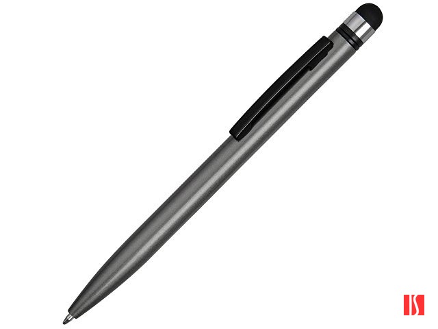 Ручка-стилус металлическая шариковая «Poke», серый/черный