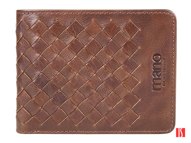 Бумажник Mano "Don Luca", натуральная кожа в коньячном цвете, 11 х 8,5 см