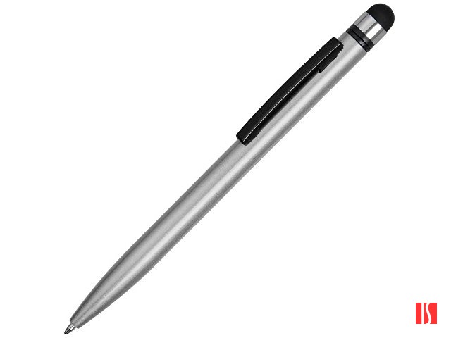 Ручка-стилус пластиковая шариковая «Poke», серебристый/черный