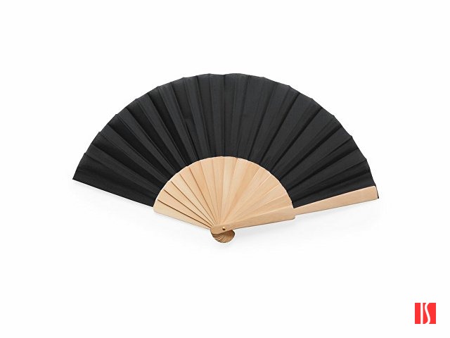 Веер CALESA с деревянными вставками и тканью из полиэстера, черный