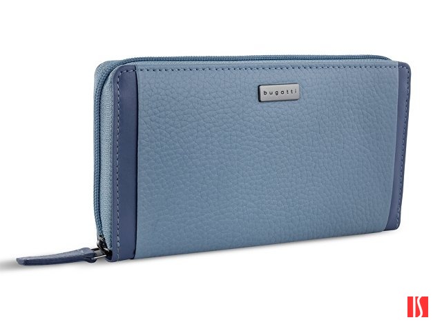 Кошелёк женский BUGATTI Sina, голубой, воловья кожа/полиэстер, 19х3х11 см