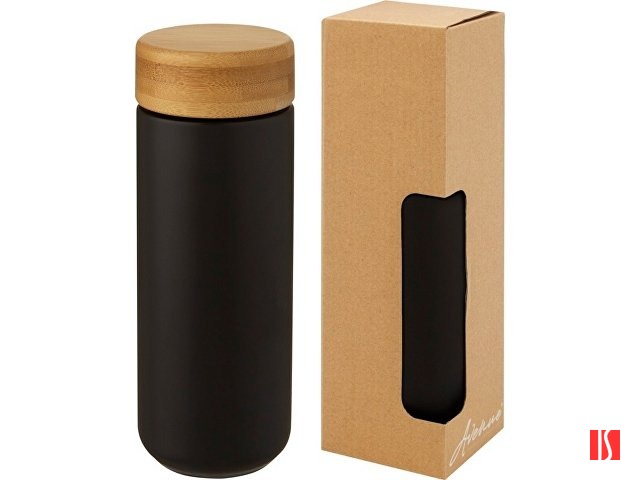 Lumi керамическая кружка объемом 300 мл с бамбуковой крышкой, черный