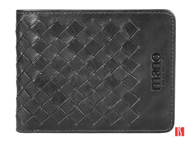 Бумажник Mano "Don Luca", натуральная кожа в черном цвете, 11 х 8,5 см
