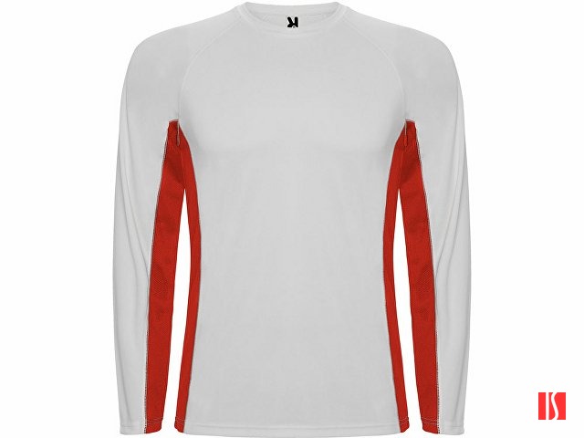 Футболка "Shanghai " мужская с длинным рукавом, белый/красный