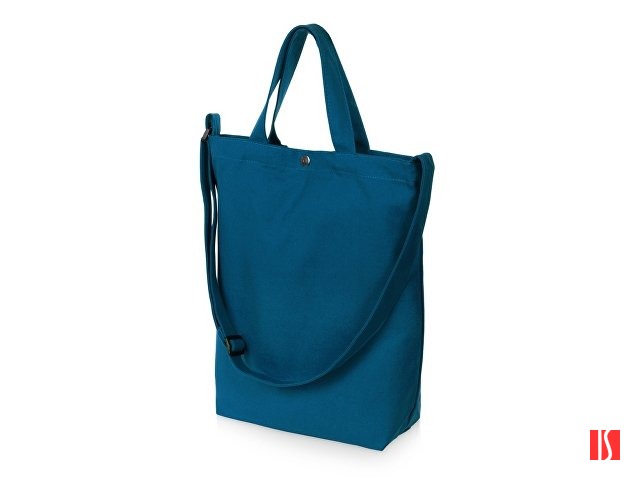 Сумка Helfer из хлопка на кнопке с регулирующейся лямкой, индиго