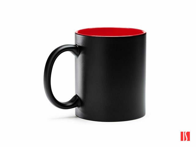 Кружка керамическая MACHA, 350 мл, черный/красный