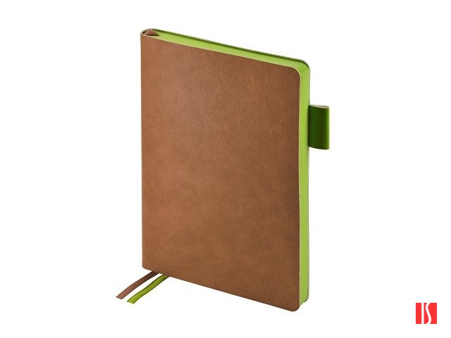 Ежедневник А5 датированный "Boston" 2026, коричневый с салатовым обрезом