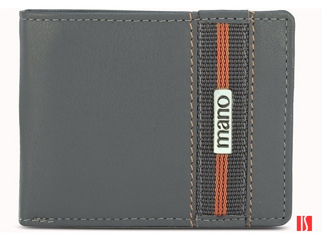 Бумажник Mano "Don Leonardo", с RFID защитой, натуральная кожа в сером цвете, 10,5 х 2 х 8,5 см