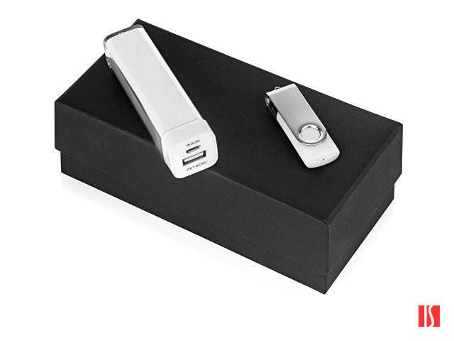 Подарочный набор Flashbank с флешкой и зарядным устройством, белый