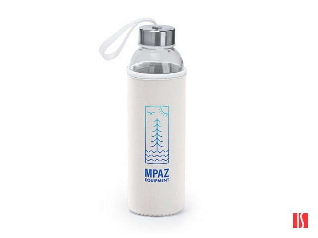 Бутылка стеклянная CAMU в чехле из неопрена, 500 мл, прозрачный/белый