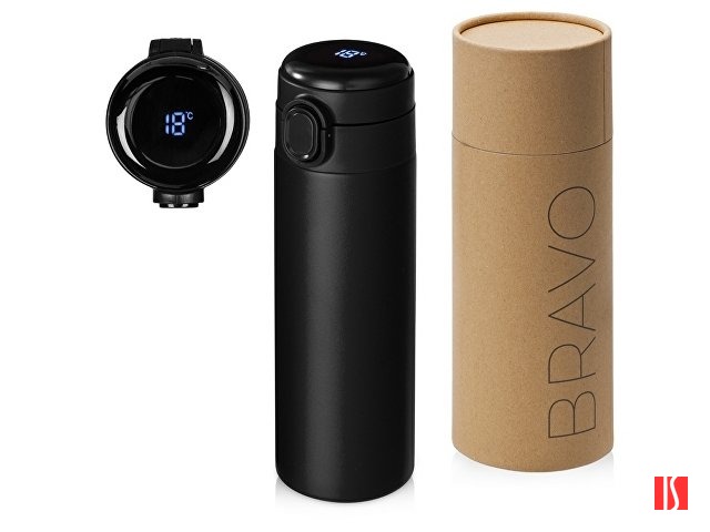 Вакуумная термокружка Waterline с медной изоляцией «Bravo», 400 мл, тубус, черный (Р)