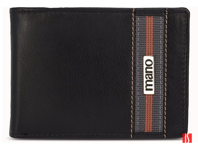 Бумажник Mano "Don Leonardo", с RFID защитой, натуральная кожа в черном цвете, 12,5 х 2,5 х 9 см