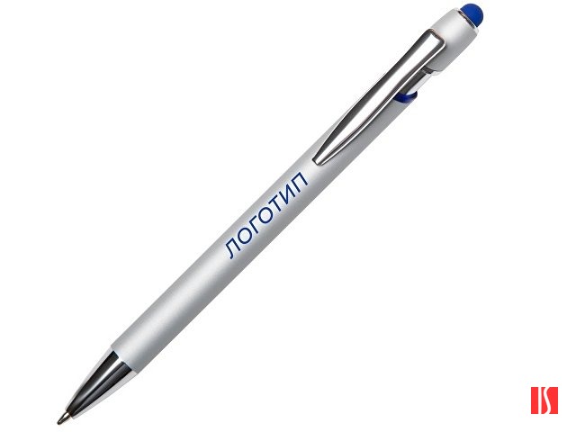 Ручка-стилус металлическая шариковая "Sway  Monochrome" с цветным зеркальным слоем, серебристый с темно-синим