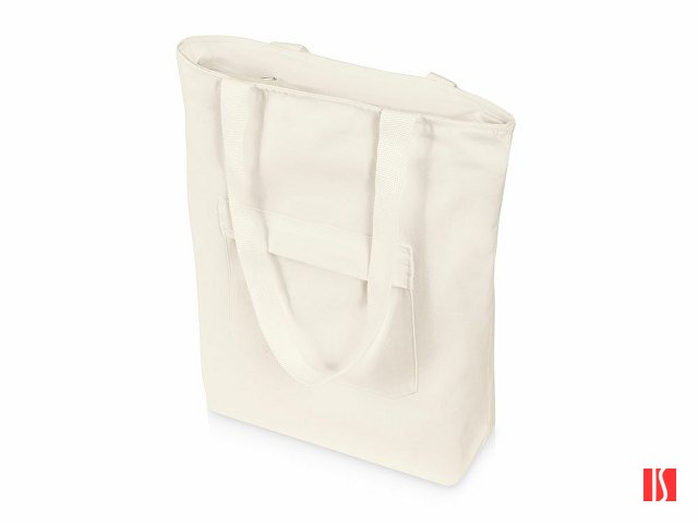 Сумка на молнии Zipper из хлопка 280 г c карманом на молнии спереди, натуральный