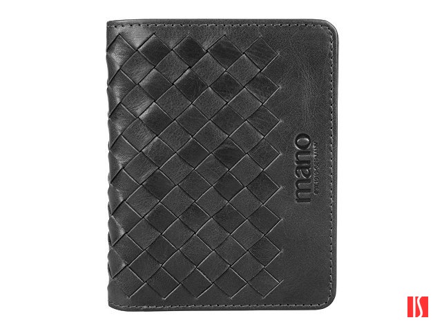 Портмоне для кредитных карт Mano "Don Luca", натуральная кожа в черном цвете, 8,5 х 11 см