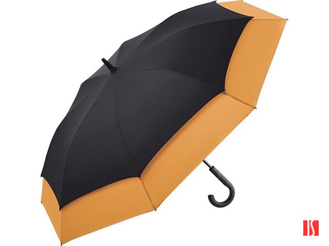 Зонт-трость 7709 Stretch с удлиняющимся куполом, полуавтомат, черный/оранжевый
