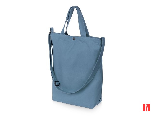 Сумка Helfer из хлопка на кнопке с регулирующейся лямкой, антрацит