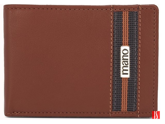 Бумажник Mano "Don Leonardo", с RFID защитой, натуральная кожа в коньячном цвете, 12,5 х 2,5 х 9 см