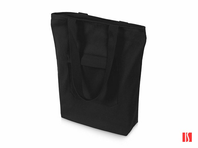 Сумка на молнии Zipper из хлопка 280 г c карманом на молнии спереди, черный