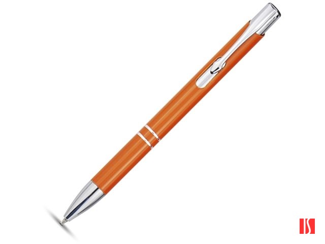 Алюминиевая шариковая кнопочная ручка Moneta, синие чернила, оранжевый