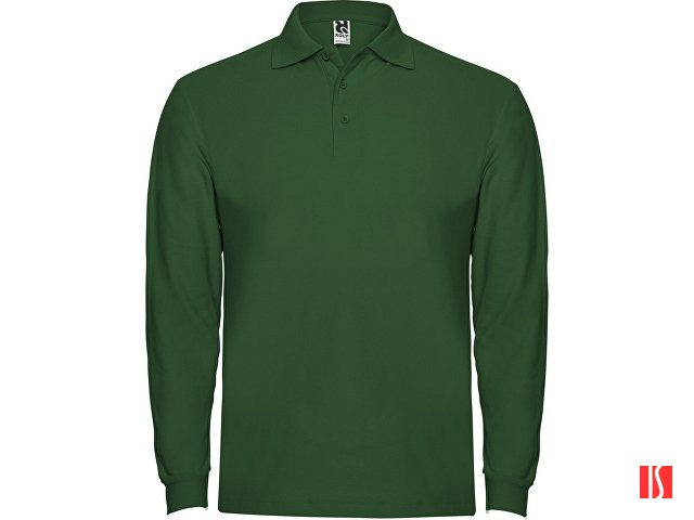 Рубашка поло "Estrella" мужская с длинным рукавом, бутылочный зеленый