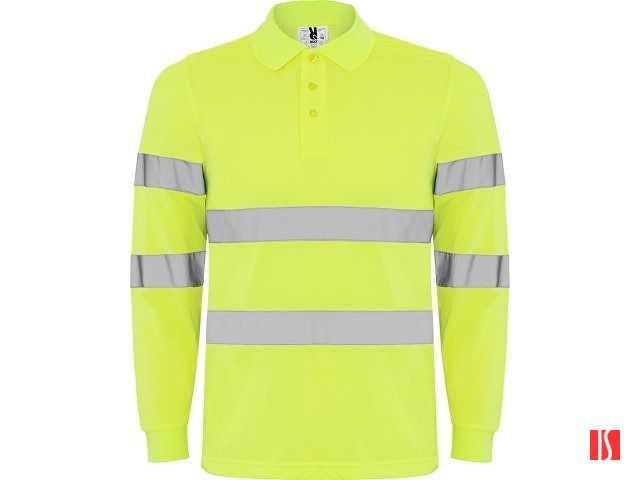 Поло "Polaris" мужское c длинным рукавом, неоновый желтый