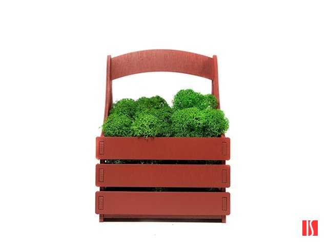 Композиция "Корзинка со мхом", темно-красный