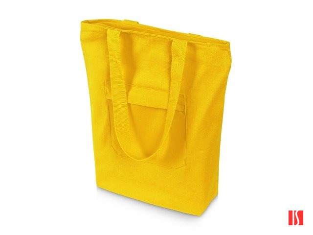 Сумка на молнии Zipper из хлопка 280 г c карманом на молнии спереди, желтый