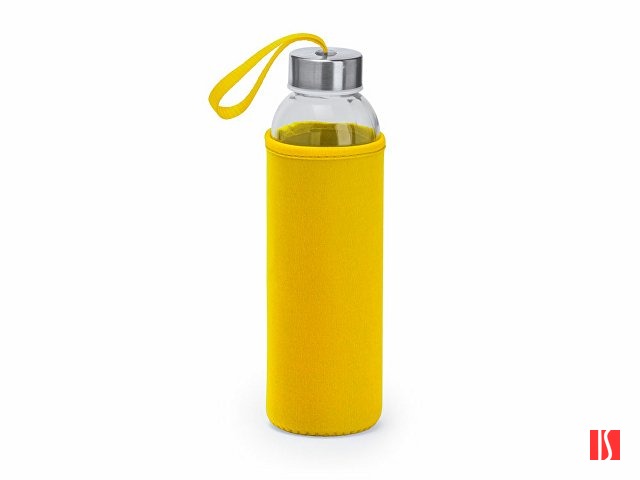 Бутылка стеклянная CAMU в чехле из неопрена, 500 мл, прозрачный/желтый