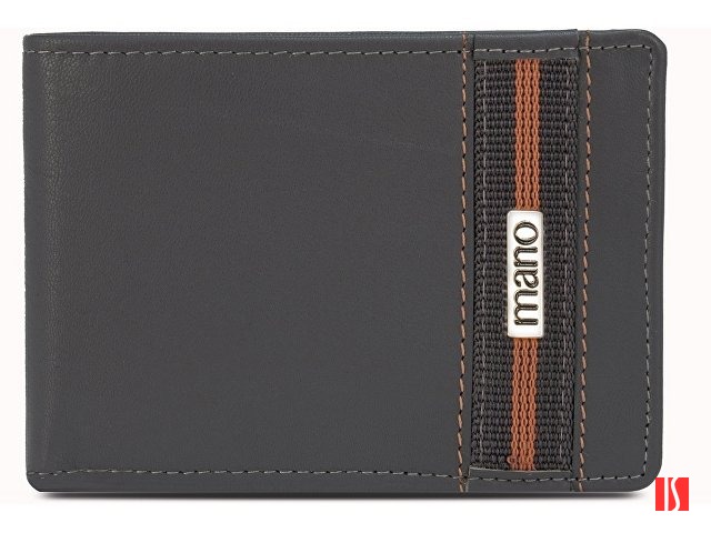 Бумажник Mano "Don Leonardo", с RFID защитой, натуральная кожа в сером цвете, 12,5 х 2,5 х 9 см