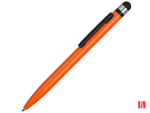 Ручка-стилус металлическая шариковая «Poke», оранжевый/черный