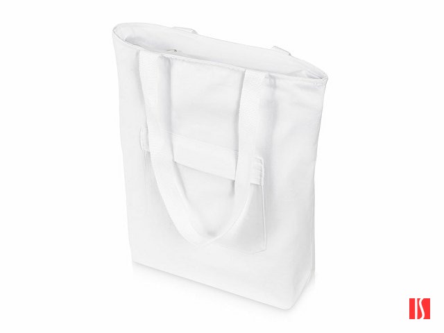 Сумка на молнии Zipper из хлопка 280 г c карманом на молнии спереди, белый