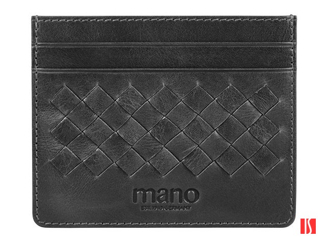 Портмоне для кредитных карт Mano "Don Luca", натуральная кожа в черном цвете, 10,3 х 8,3 см