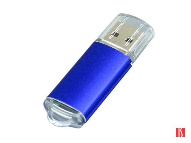 Флешка промо прямоугольной формы  c прозрачным колпачком, 64 Гб, синий