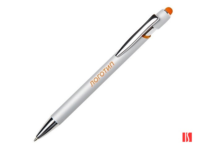 Ручка-стилус металлическая шариковая "Sway  Monochrome" с цветным зеркальным слоем, серебристый с оранжевым