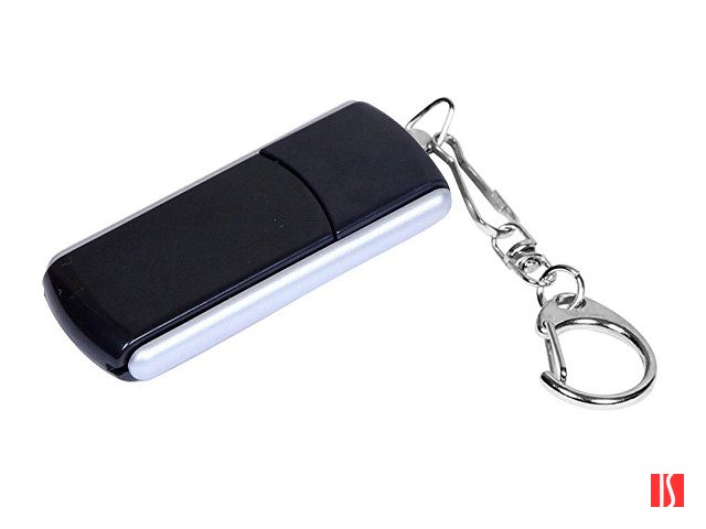 Флешка 3.0 промо прямоугольной формы, выдвижной механизм, 128 Гб, черный