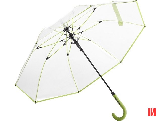 Зонт-трость 7112 Pure с прозрачным куполом, полуавтомат, прозрачный/лайм