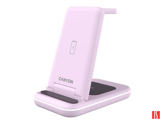 Беспроводное зарядное устройство 3-в-1 CANYON WS-304 (CNS-WCS304B), 15W, розовый