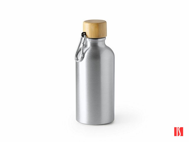 Бутылка GELDA алюминиевая с бамбуковой крышкой, 400 мл, серебристый/натуральный