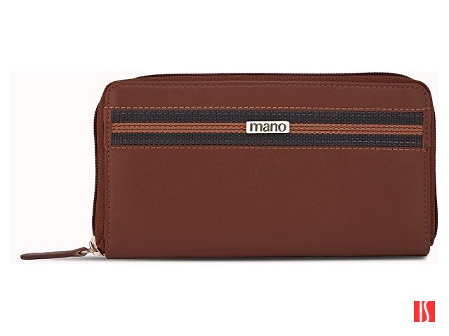 Кошелек Mano "Don Leonardo", с RFID защитой, натуральная кожа в коньячном цвете, 19 х 2 х 10,5 см