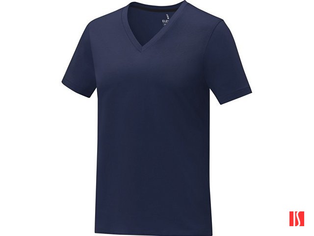 Somoto Женская футболка с коротким рукавом и V-образным вырезом , темно-синий