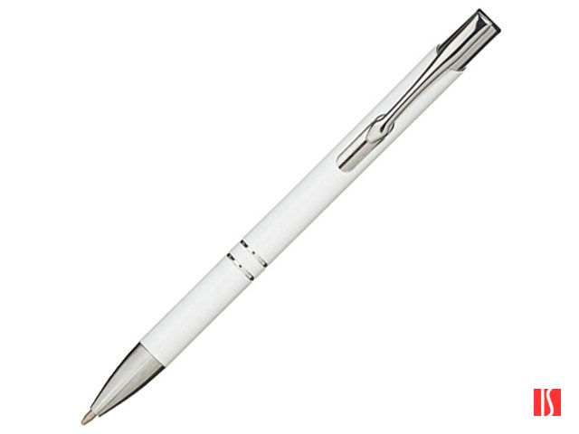 Алюминиевая шариковая кнопочная ручка Moneta, синие чернила, белый