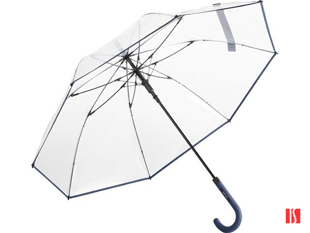 Зонт-трость 7112 Pure с прозрачным куполом, полуавтомат, прозрачный/синий navy